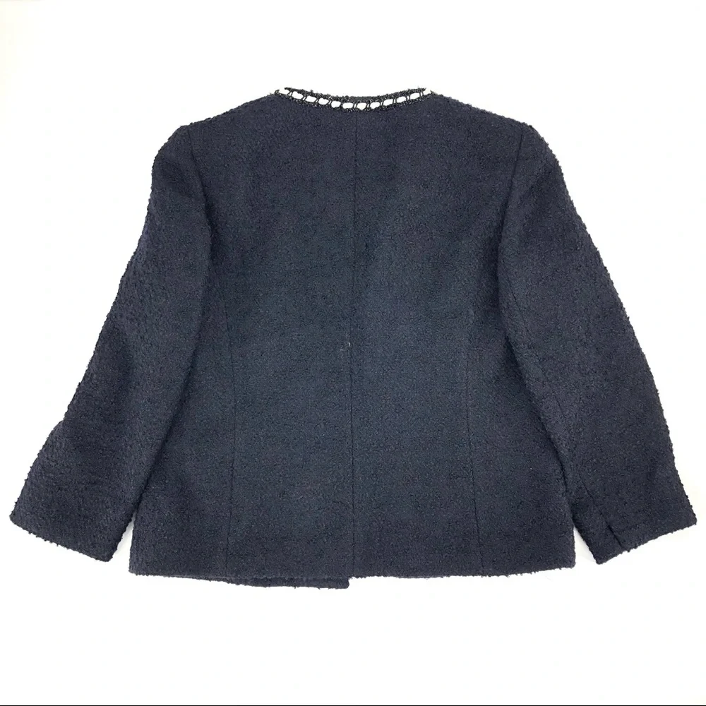 Kasper Navy Bouclee Knit Open Front Jacket - Picture 3 of 3